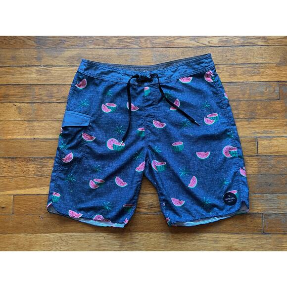RIPCURL Blue/Gray Tropical Watermelon Boardshorts sz 33 - Picture 1 of 11